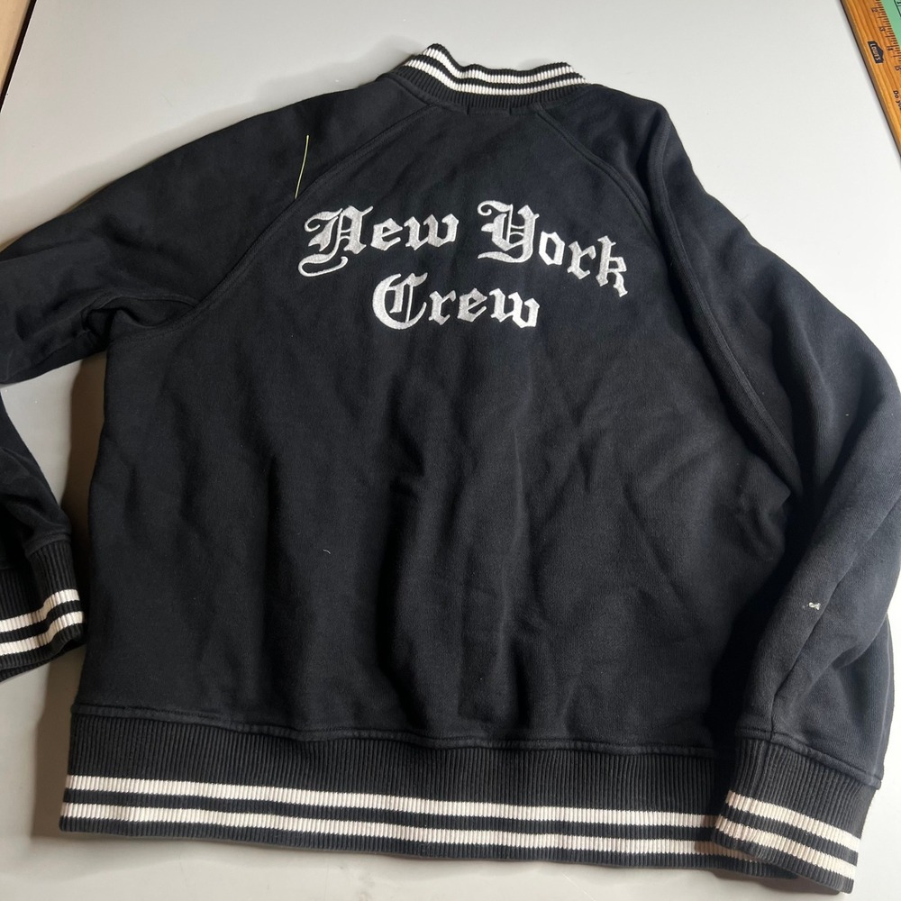 Polo Ralph Lauren Mens Large Black New York Crew Varsity Jacket Fleece Front